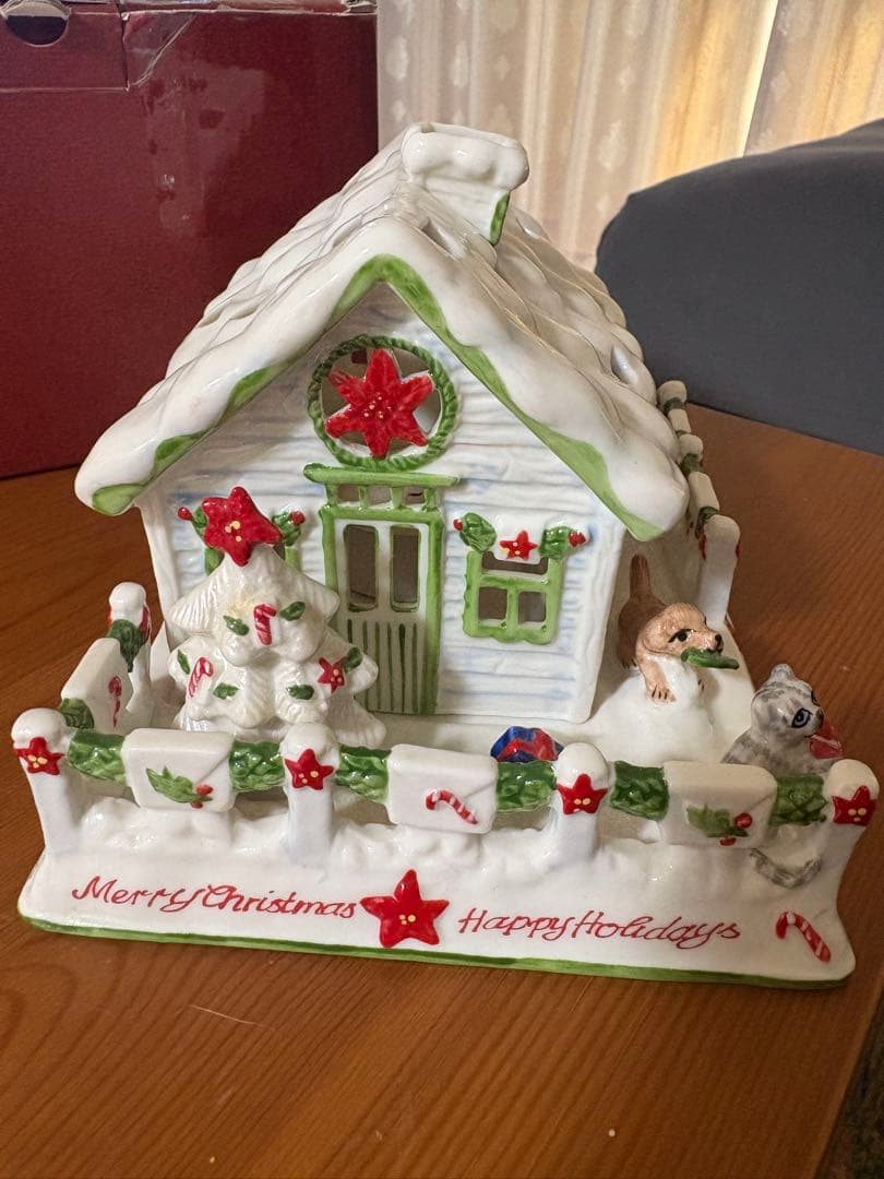 ビレロイ&ボッホクリスマスキャンドルホルダーハウス猫犬