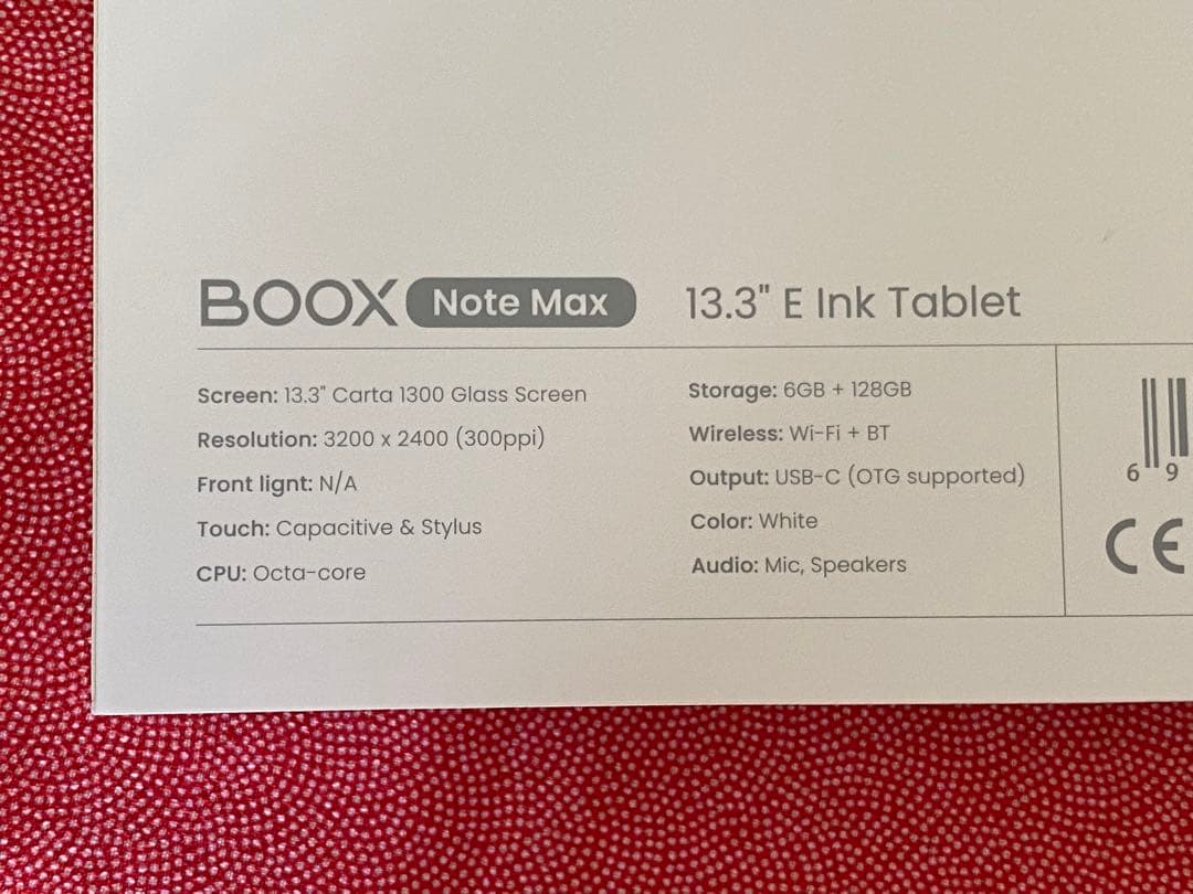 BOOX Note Max 電子ペーパーAndroidタブレット カバー付き