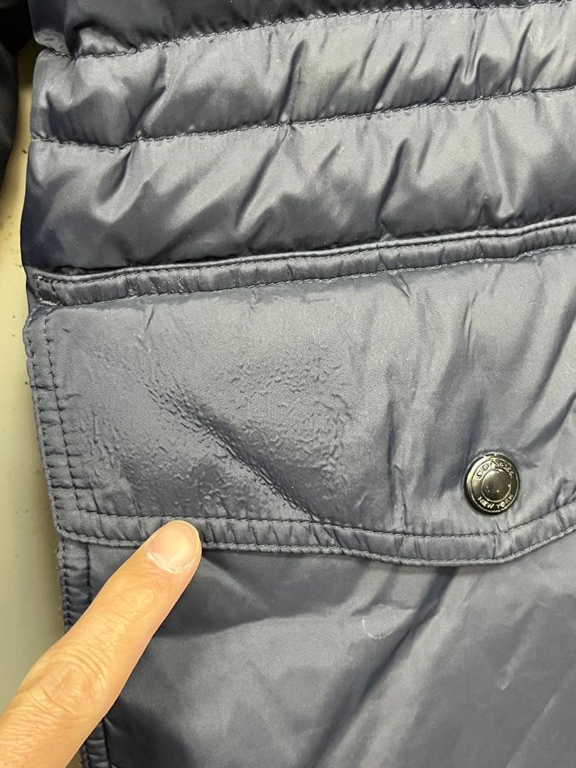 COACH コーチ レザー切り替え ダウンジャケット 紺 M メンズ