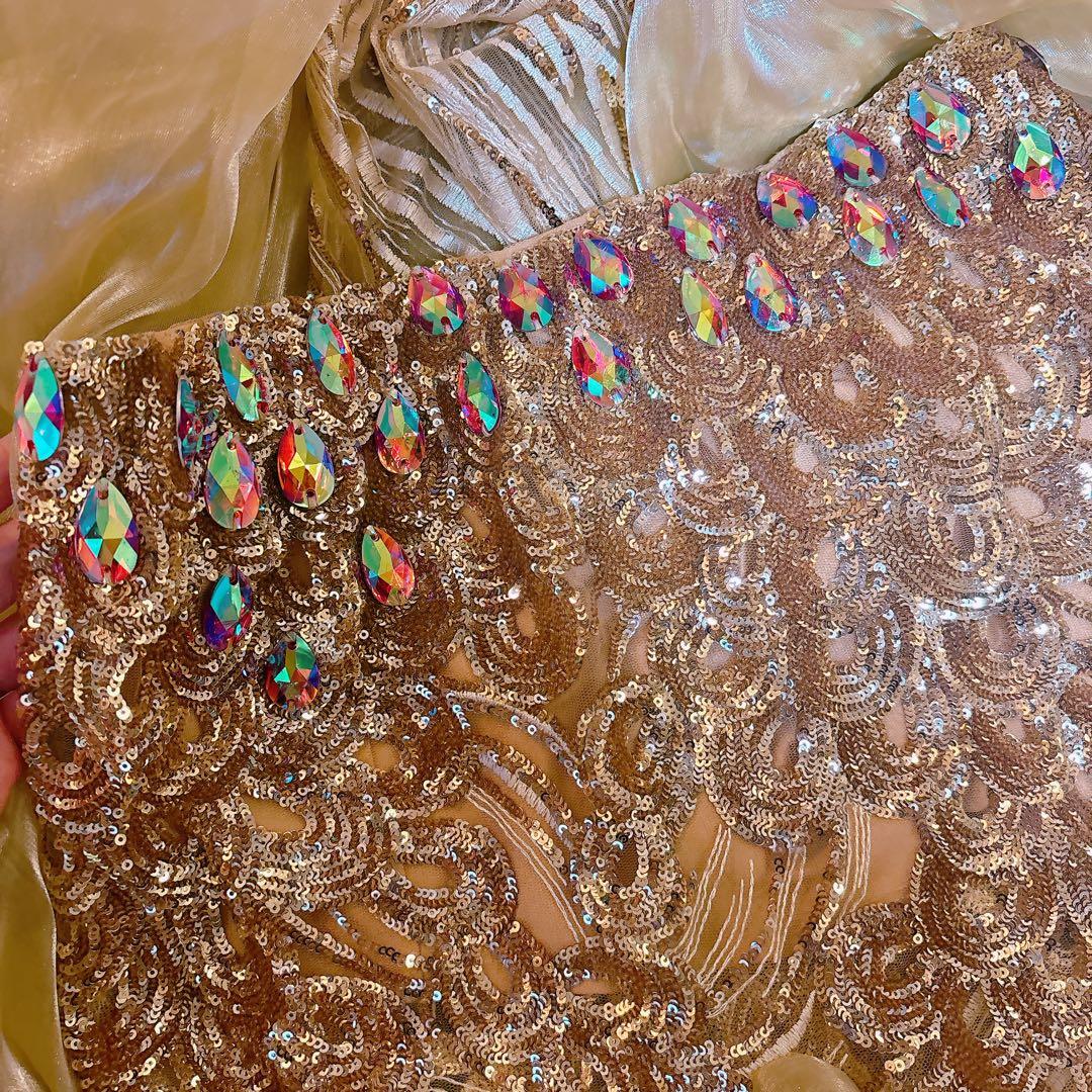 ゴールド ベリーダンス 衣装 花モチーフ