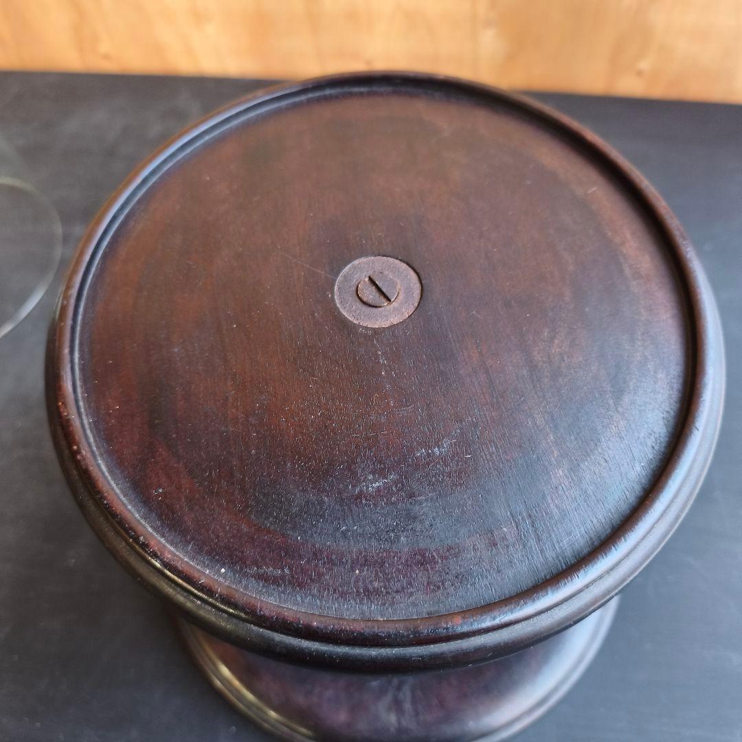 アンティーク ガラスドーム ディスプレイ台 木製台