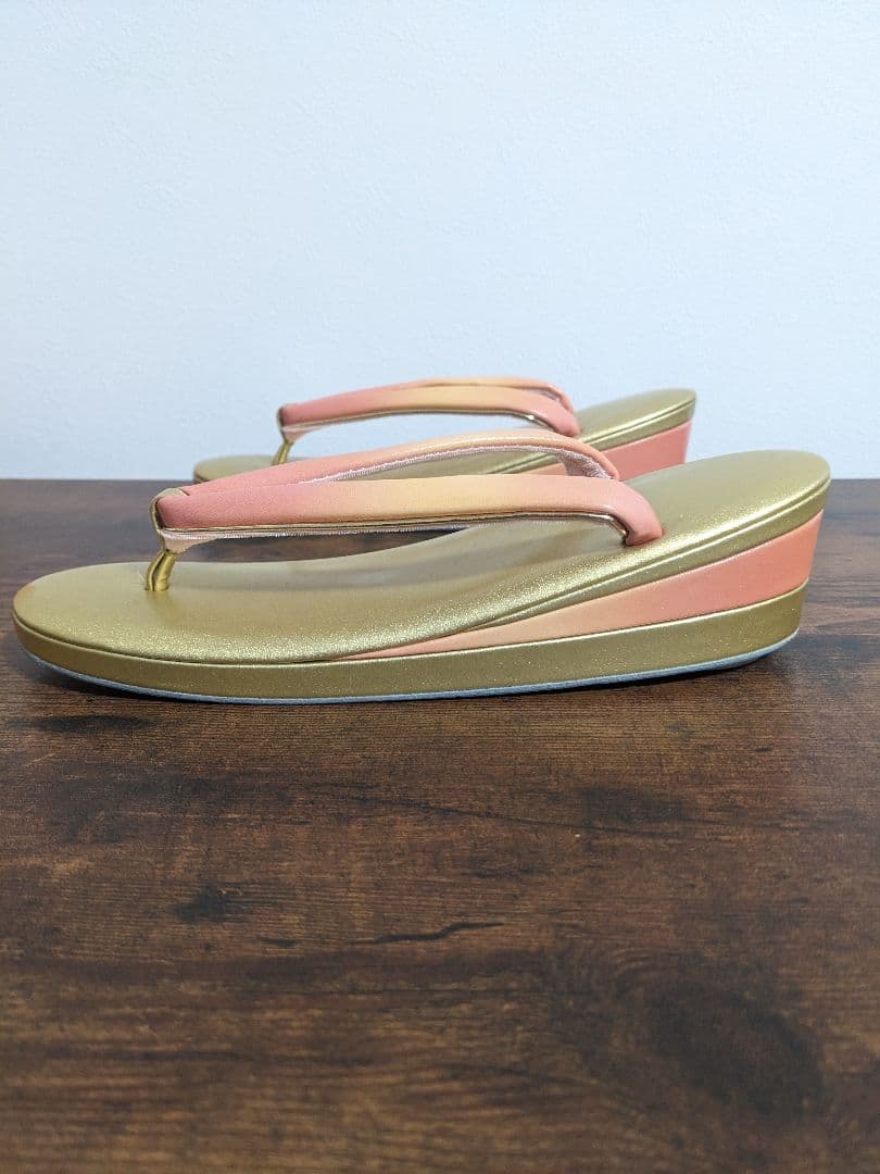 和装用 草履とバッグセット 花柄 パステルカラー ゴールド ピンク 山庄