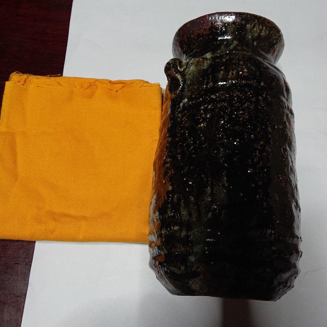 陶芸家書家鮎貝晄月作陶・荒磯焼・鬼伊賀双耳花入☆海潮居:12月31日迄御値引き中