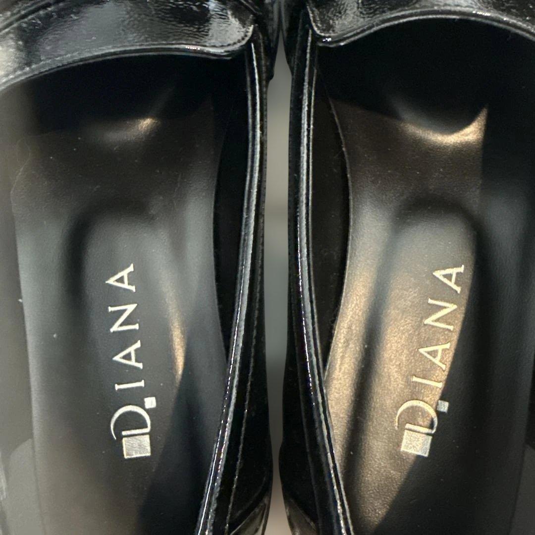 Diana 黒 リボン付きローファー　24.5