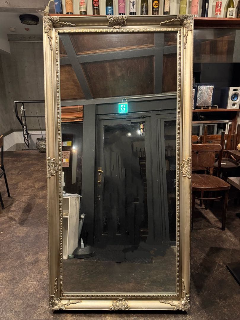 アンティーク調スタンドミラー シャンパンゴールド 180×90cm