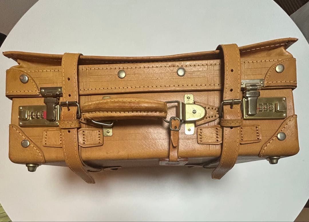 アサヒビール 本革 ミニトランク 旅行バッグ 5KJ98 アンティーク