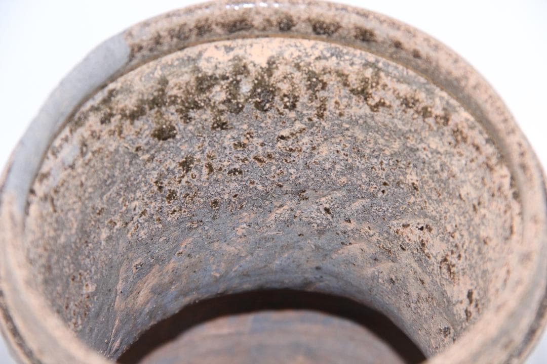 須恵器 長頸壺 波文 広口 壺 焼き締め 花瓶 新羅　高麗 箱付 ED11-25