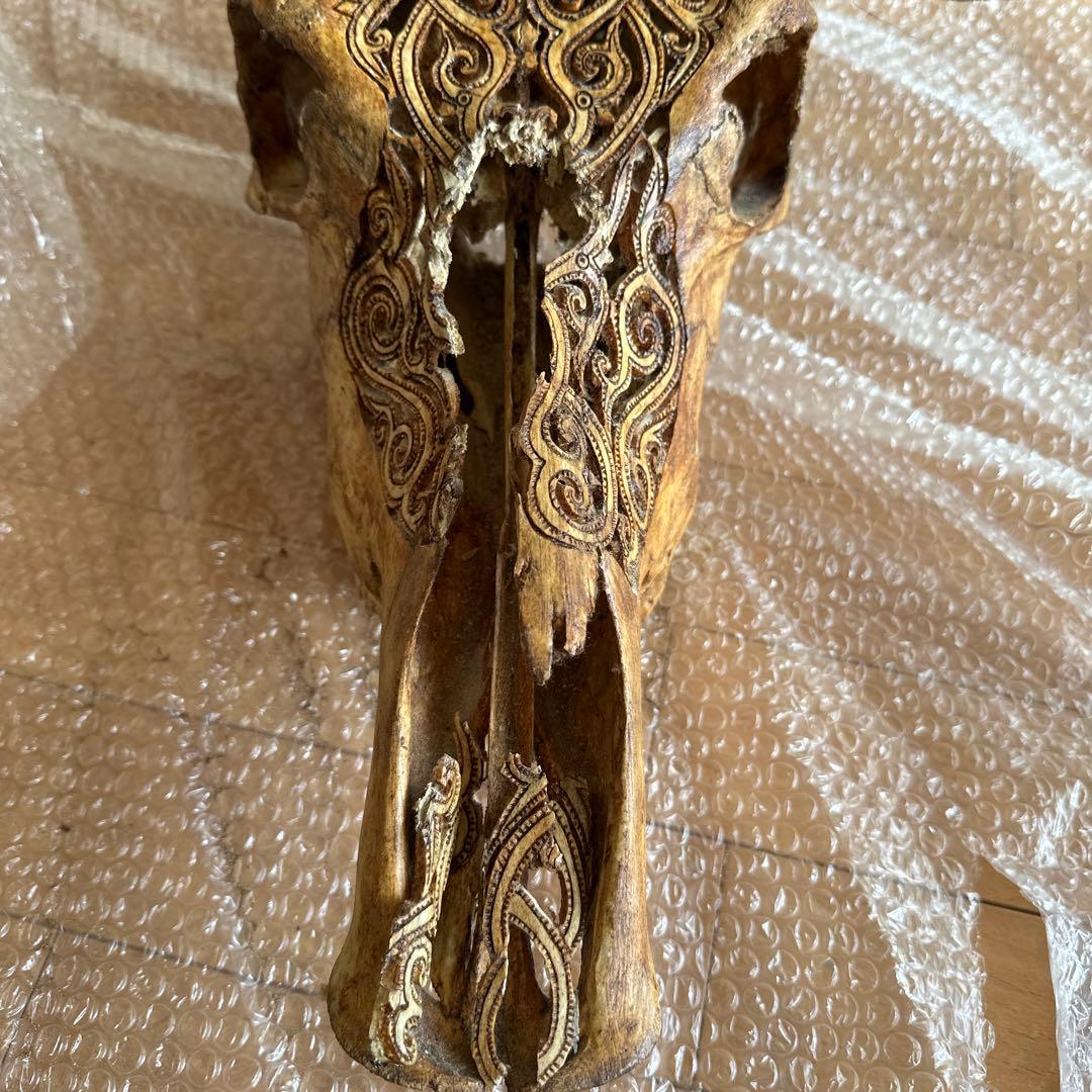 バッファロースカル　牛頭蓋骨　壁掛け彫像　カウボーイ　アメカジ