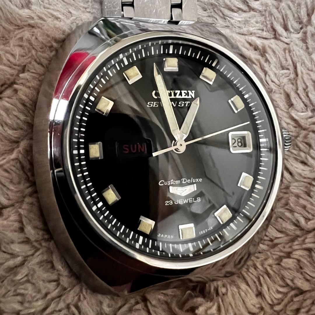 最安値　極上品　美品稼働1968年代物　希少ビンテージ時計ブラックcustom7