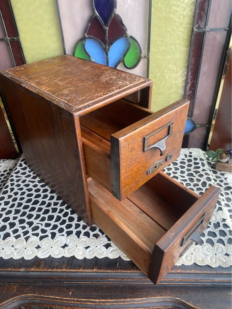 2段小引き出し 小物入れ 古道具 当時物 アンティーク 昭和レトロ インテリア