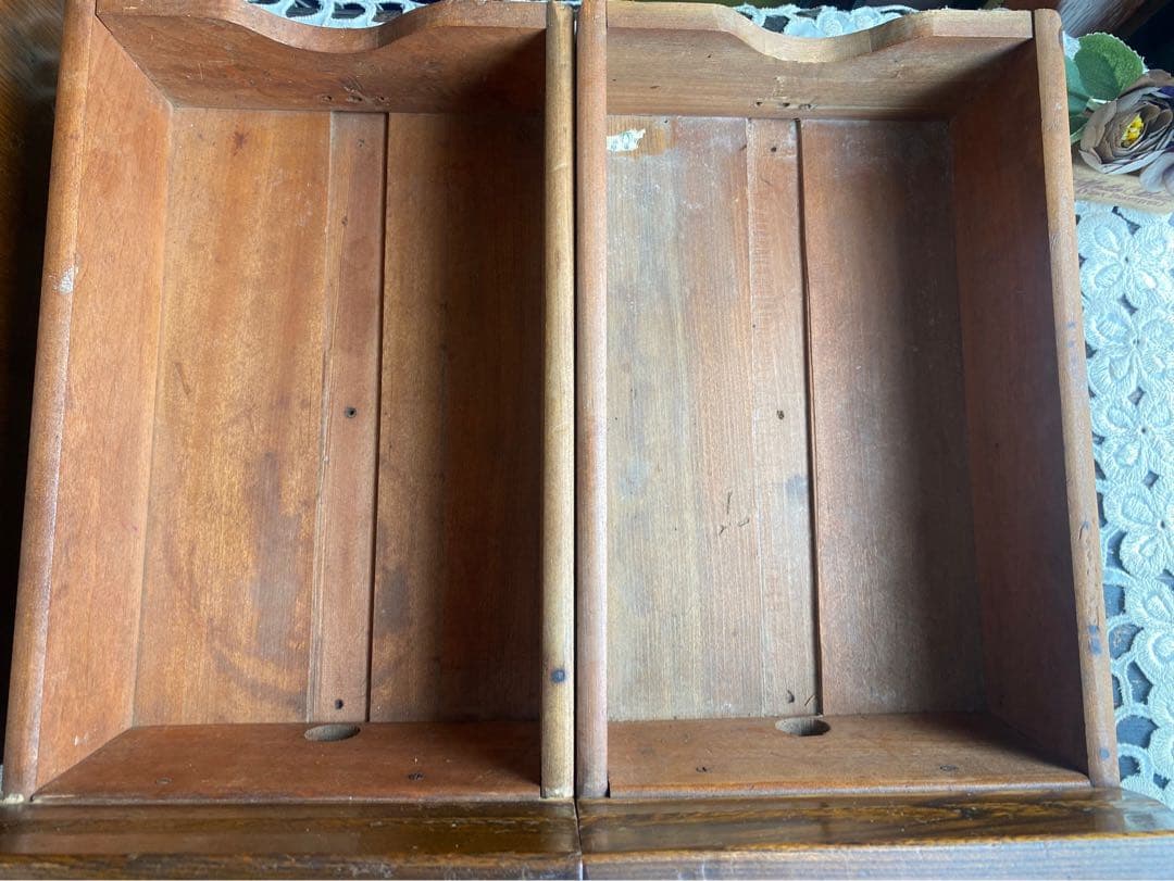 2段小引き出し 小物入れ 古道具 当時物 アンティーク 昭和レトロ インテリア