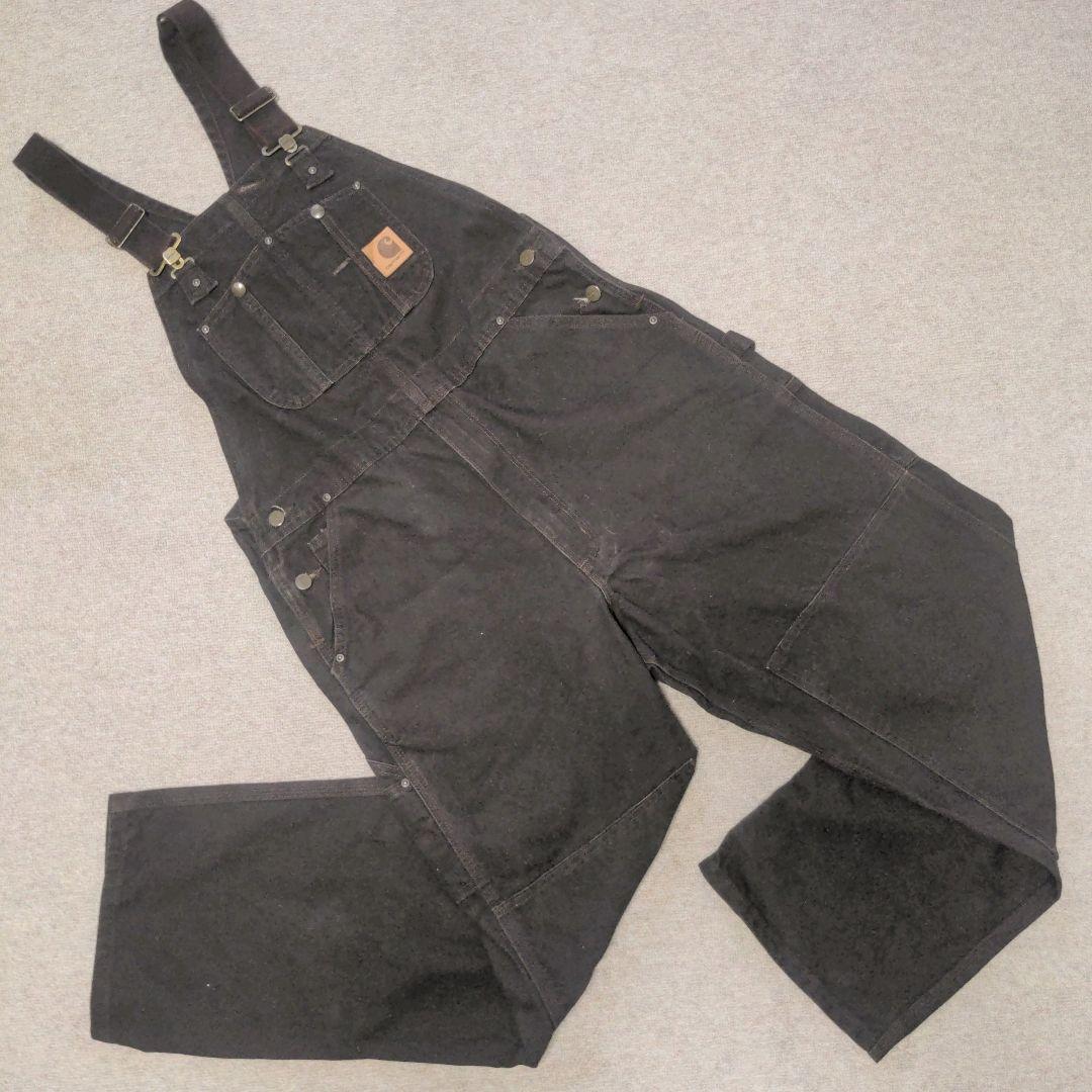 美品 カーハート オーバーオール ダック ダブルニー W36 ダークブラウン