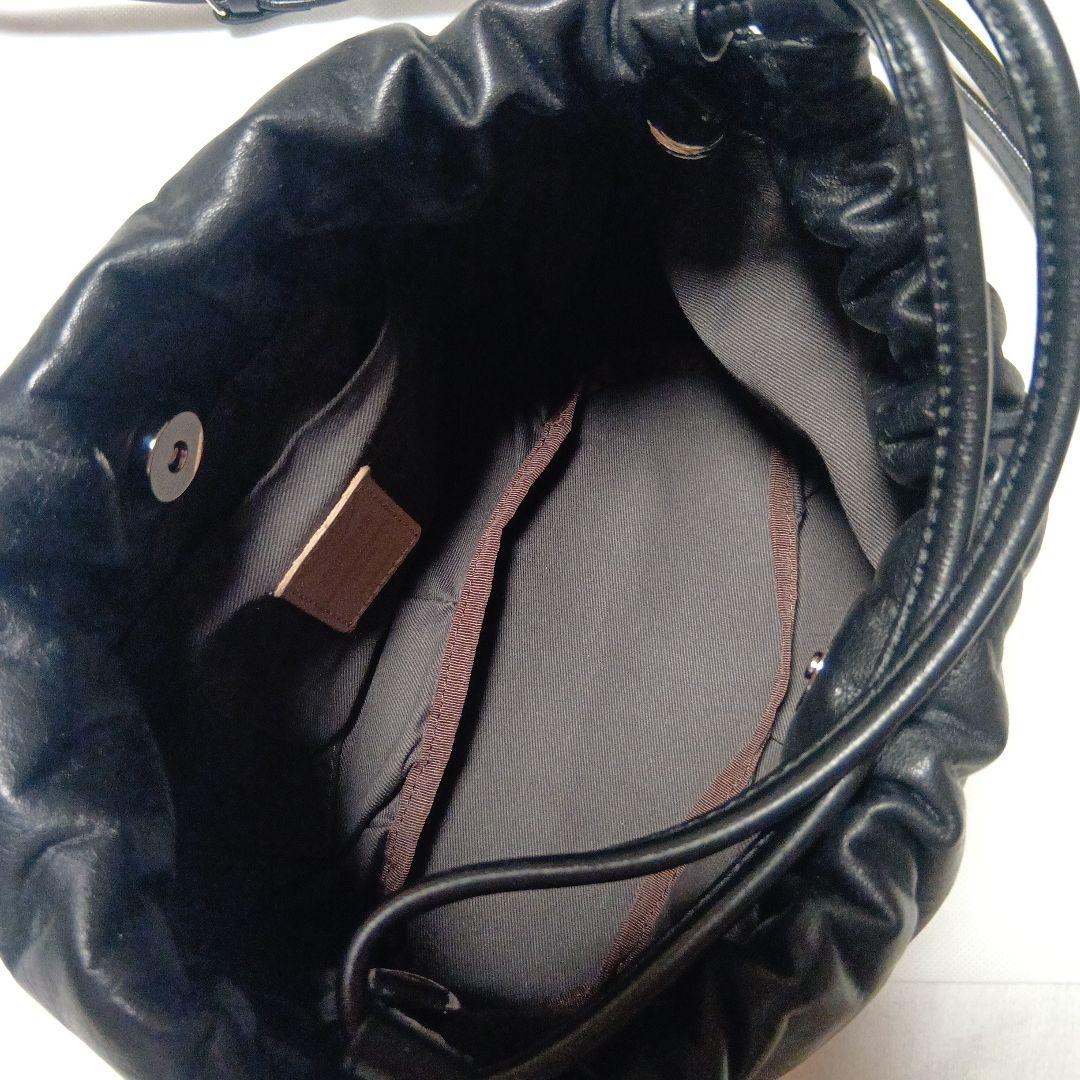 russet レザー巾着 4WAYショルダーバッグ　ブラック　ラシット