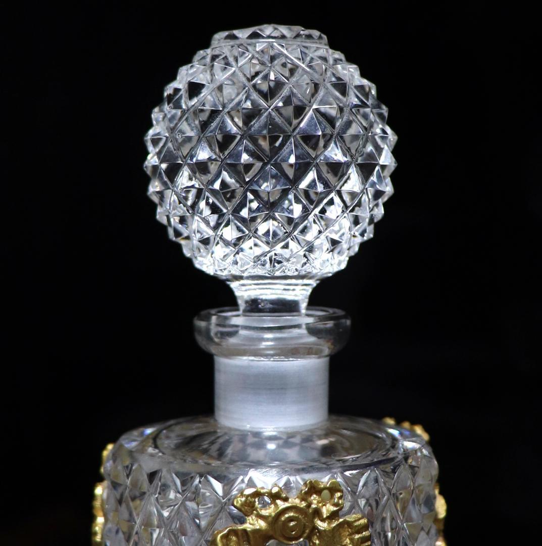 オールド・バカラ 1890年 珍品 丸型 ブロンズ装飾 ディアマンビゾー 香水瓶