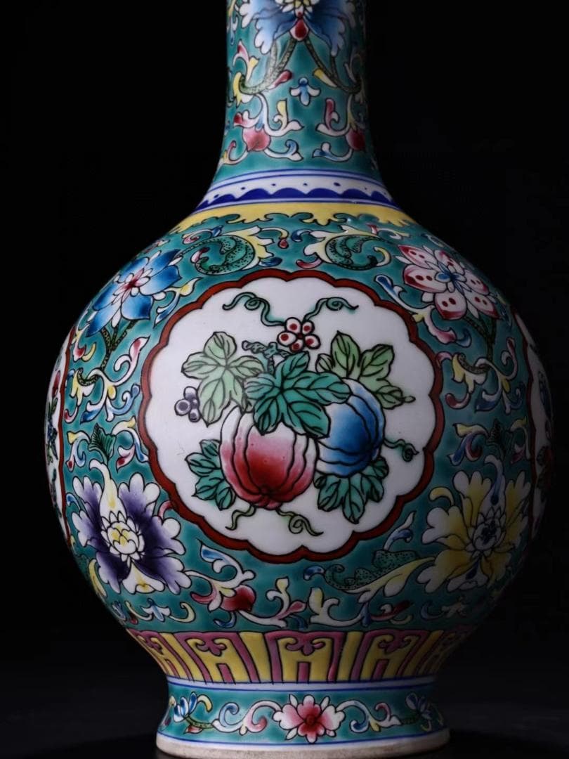 中国古美術・旧蔵珐琅彩瓷器花瓶・純手描き・茶道具・置物・観賞瓶・文房具·時代物