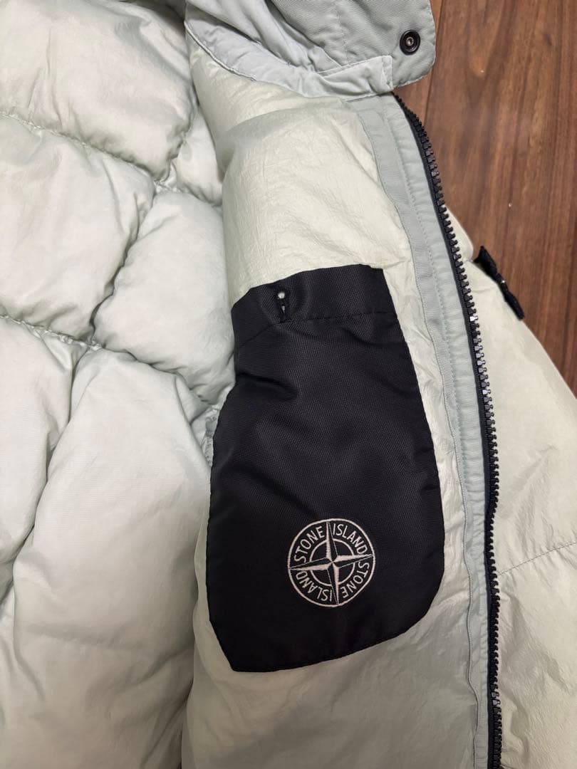 STONE  フード付きダウンジャケット ライトグレー