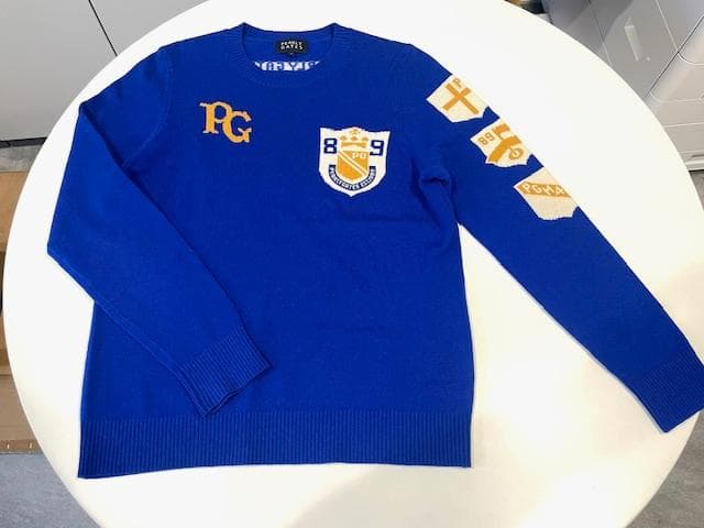 パーリーゲイツ PEARLY GATES　カシミヤ　セーター　ロゴ　青　1（M）