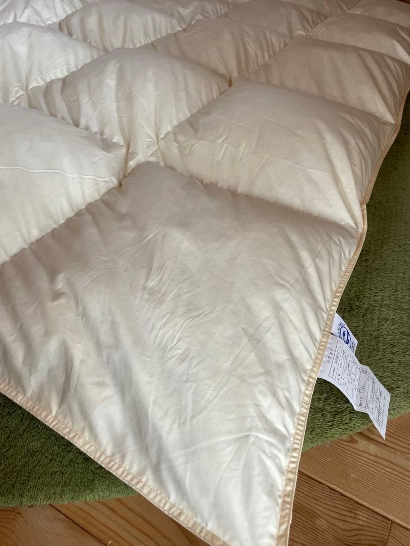 【イーババ】エコダウン　羽毛布団　2枚　日本製　片面フランネル掛カバー2枚