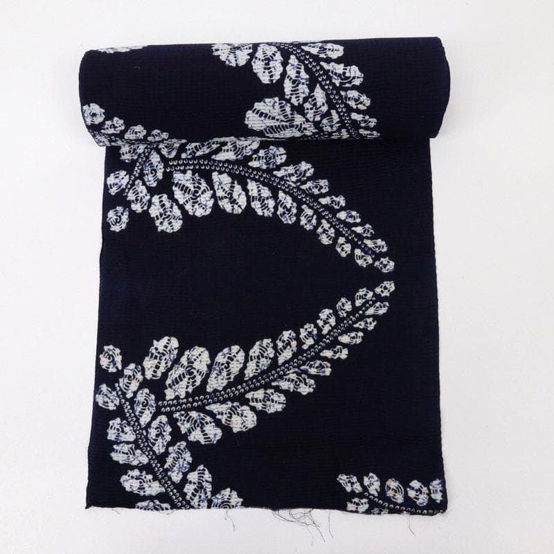 《かさ★手縫い仕立て+ロウケツ染め■浴衣リップル生地木綿紺反25-113》