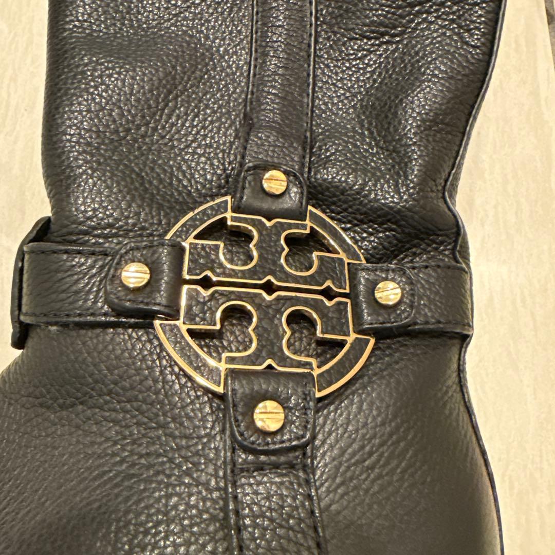 トリーバーチ　ブラックレザー ジッパーロングブーツ