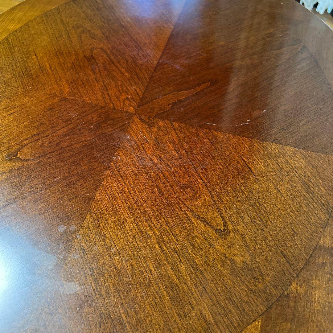 円形木製サイドテーブル ダークブラウン