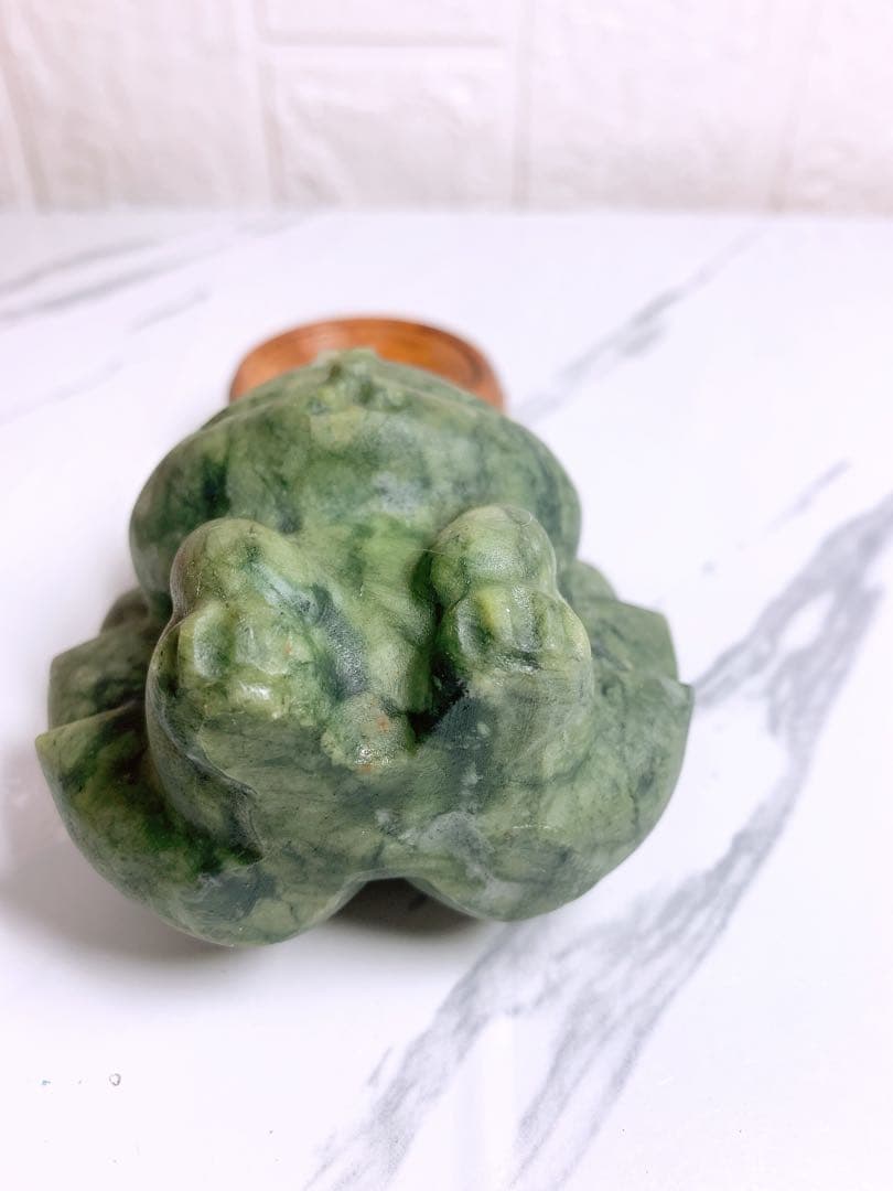 サーペンティン（蛇紋石） 九尾の狐 置物 天然石 76.9mm厄除け・再生・守護