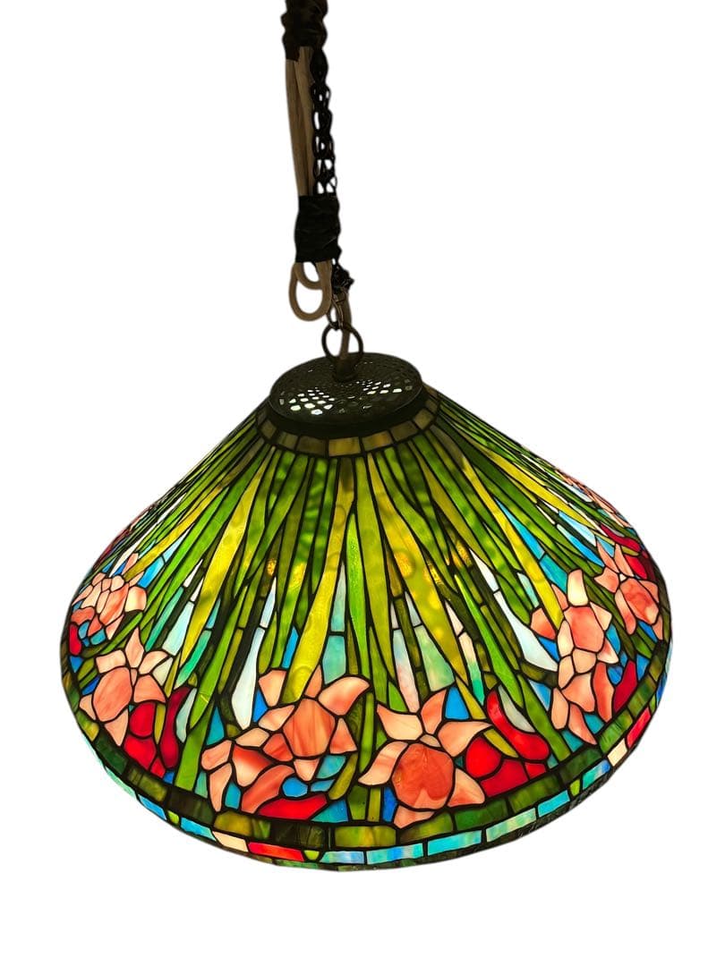 巨大な20インチ　水仙　ティファニー　吊り下げペンダントライト 3灯