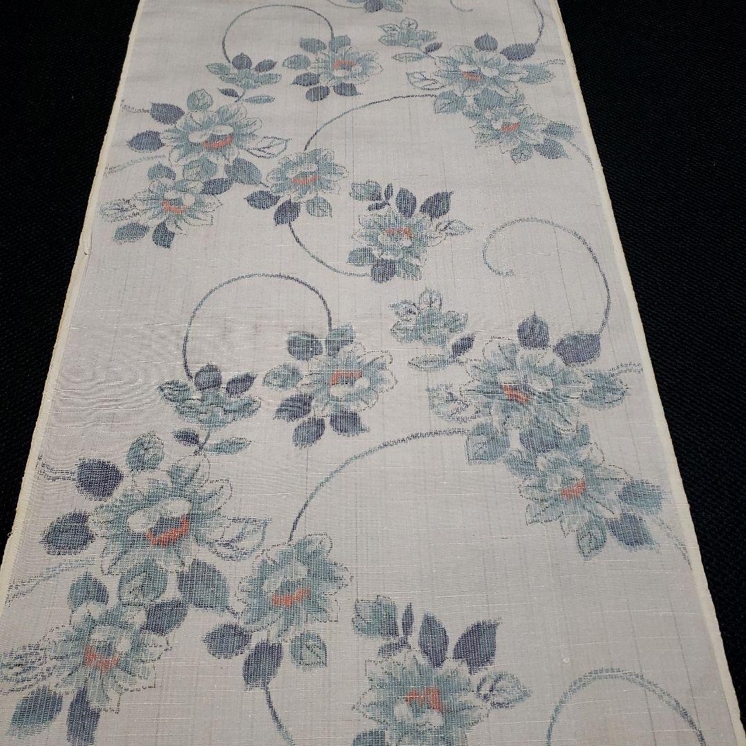 紬の半幅帯 正絹 伝承工芸花園紬 名匠秀逸極上織紬 長尺リバーシブル