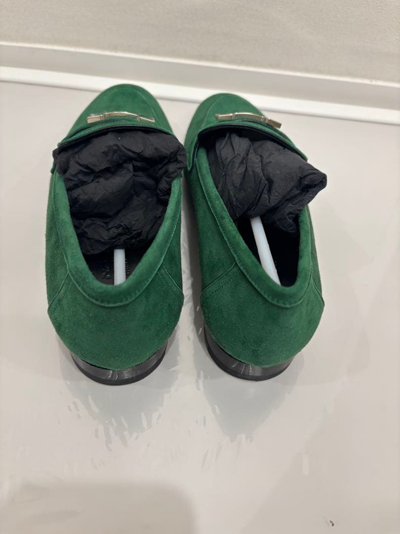 HERMES エルメス グリーン モカシン スエード ローファー / シューズ