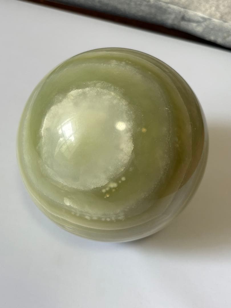 超特大 珍しい 縞瑪瑙 メノウ丸玉 アゲート 黄緑 天然石パワーストーン