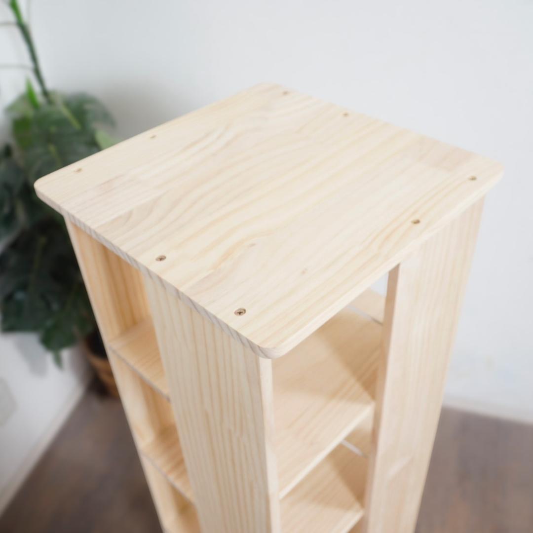 フォロー割【新品】無塗装パイン材　360度回転式　ブックラック　本棚　シェルフ