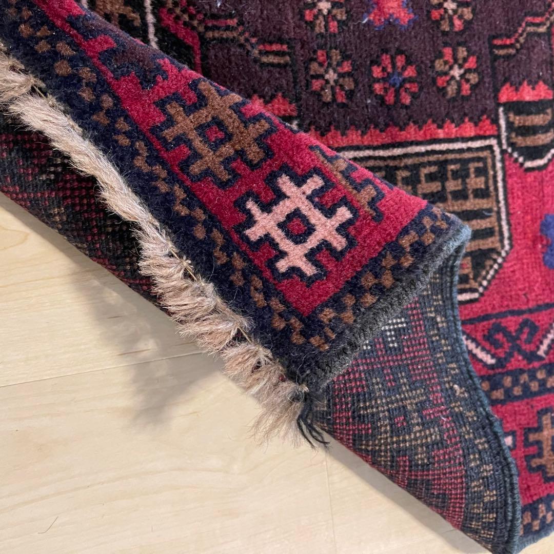185×78 バルーチ族ラグ　ヴィンテージラグ、トライバルラグ、手織り絨毯