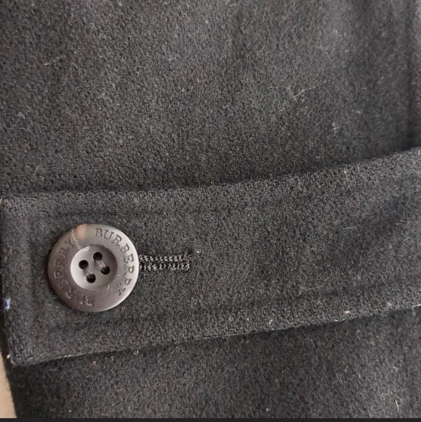 バーバリーロンドンウールPコート黒　ノバチェック　M