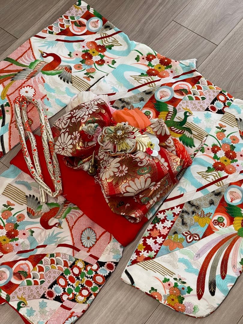 七五三　ビンテージ着物セット　3歳　作り帯+ 被布