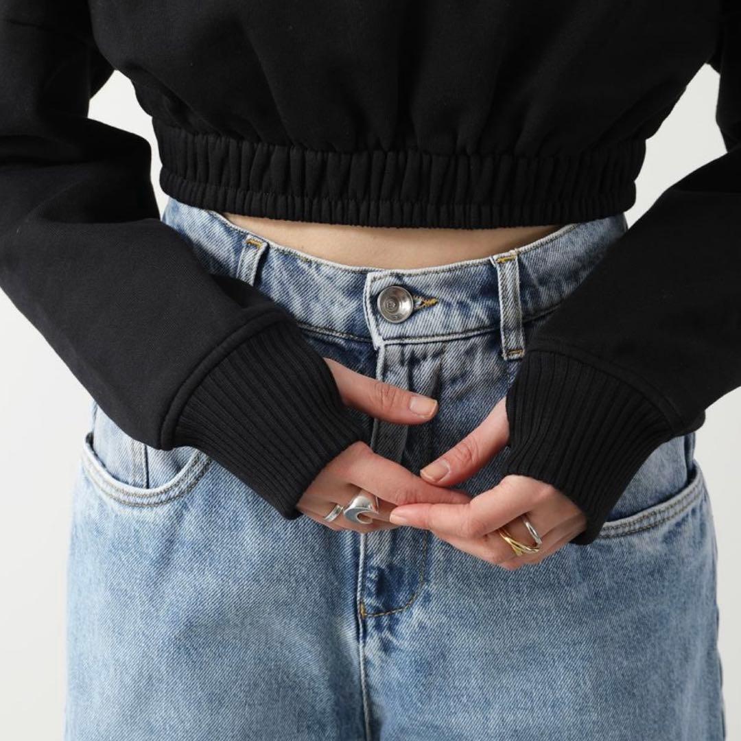 Marine Serre マリーンセル ブラック クロップド スウェット