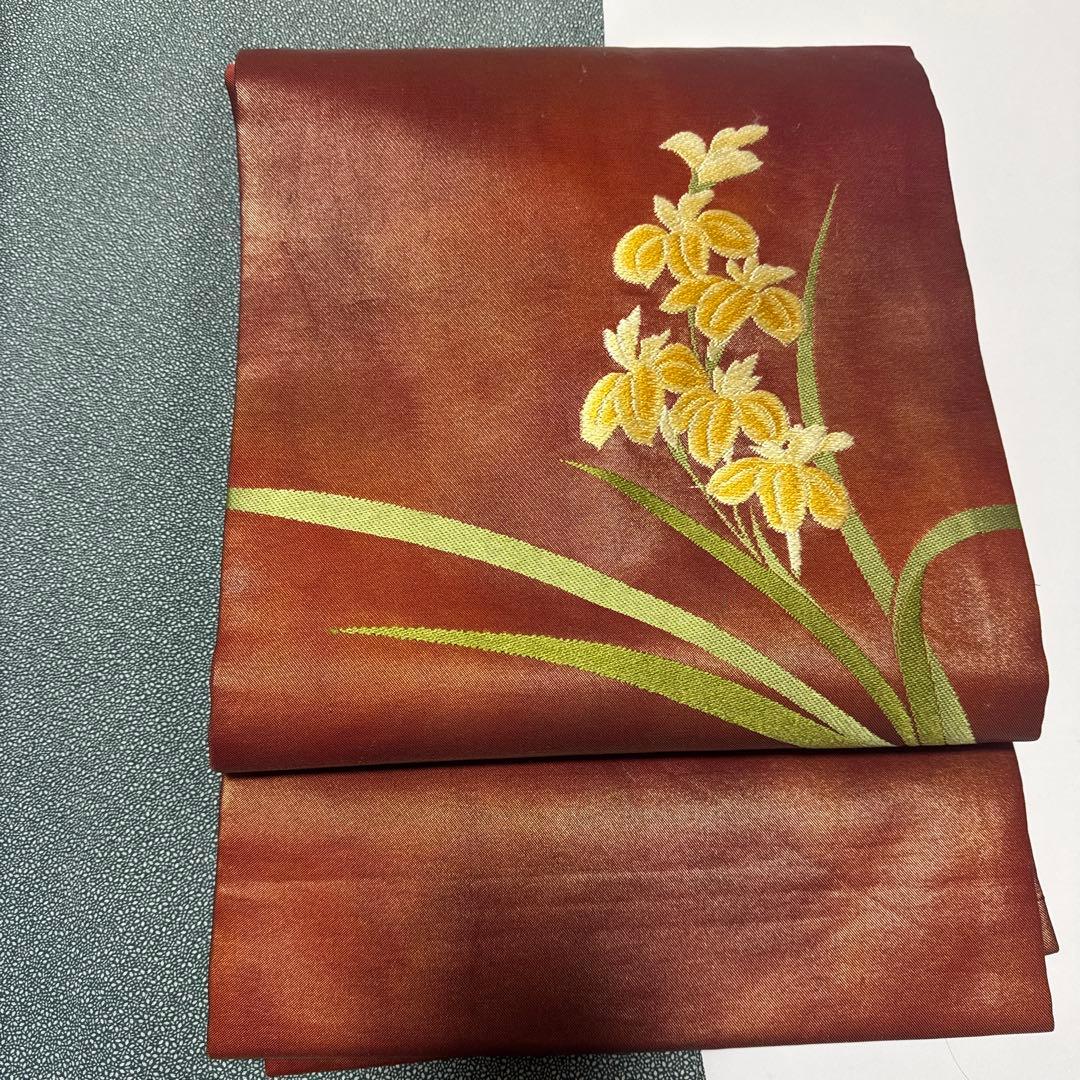 【美品】正絹小紋　名古屋帯セット　小紋　ブルー　杜若　名古屋帯　　江戸小紋