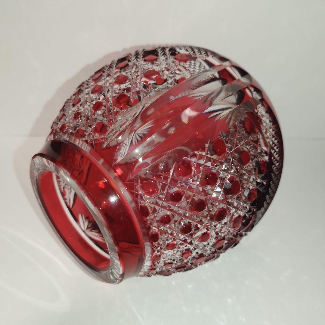 【希少美品】カガミクリスタル 祝だるま(大)　金赤 江戸切子 達磨 ダルマ