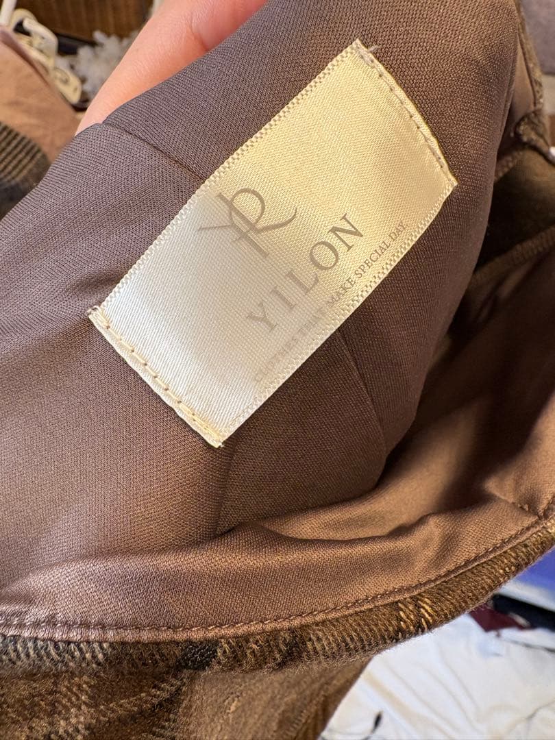 yilon ONE-SHOULDER CHECK MINI OP ミニワンピース