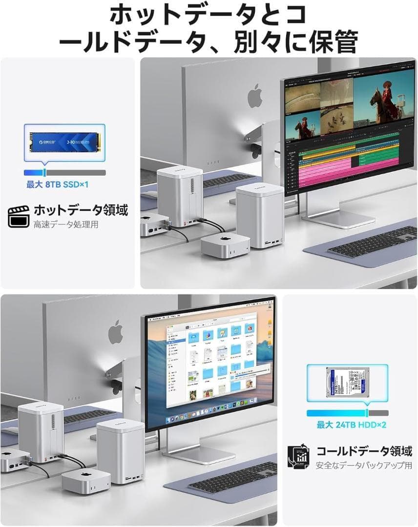 ORICO MiniTower Mac mini ハイブリッドストレージシステム