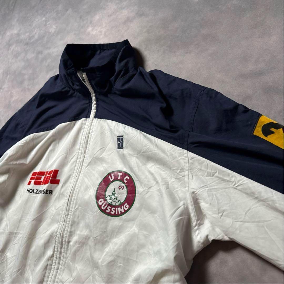 NIKE古着00s欧州支給ナイロンジャケットY2KフロッキープリントO51