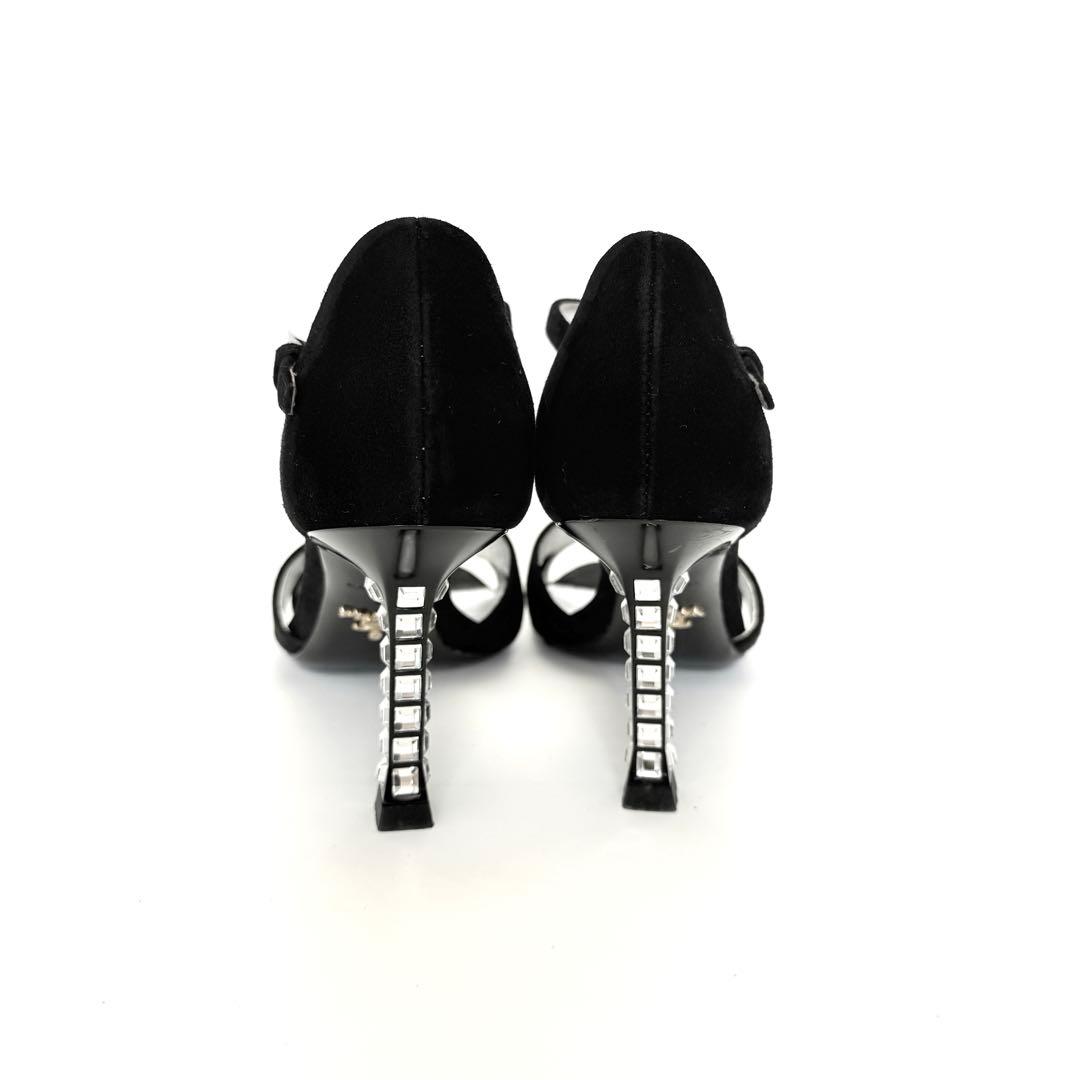 【美品】PRADA プラダ ミュール ラインストーン アングルベルト