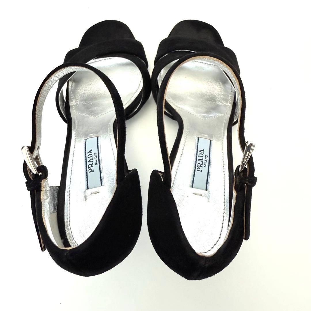 【美品】PRADA プラダ ミュール ラインストーン アングルベルト