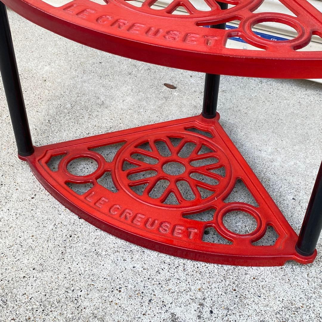 ◎ルクルーゼ LE CREUSET ポットスタンド 5段 赤 アイアンスタンド