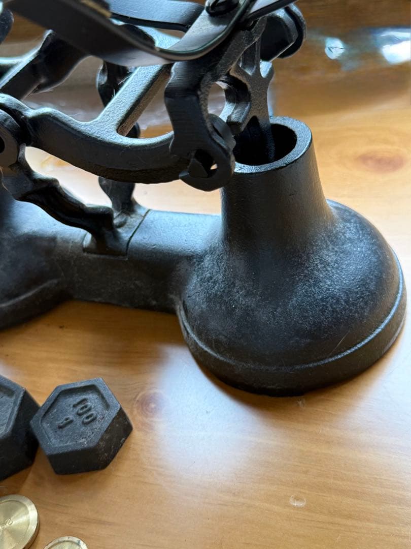 アンティークスケール 上皿天秤 天秤式はかりと重りセット 天秤計り アイアン銅