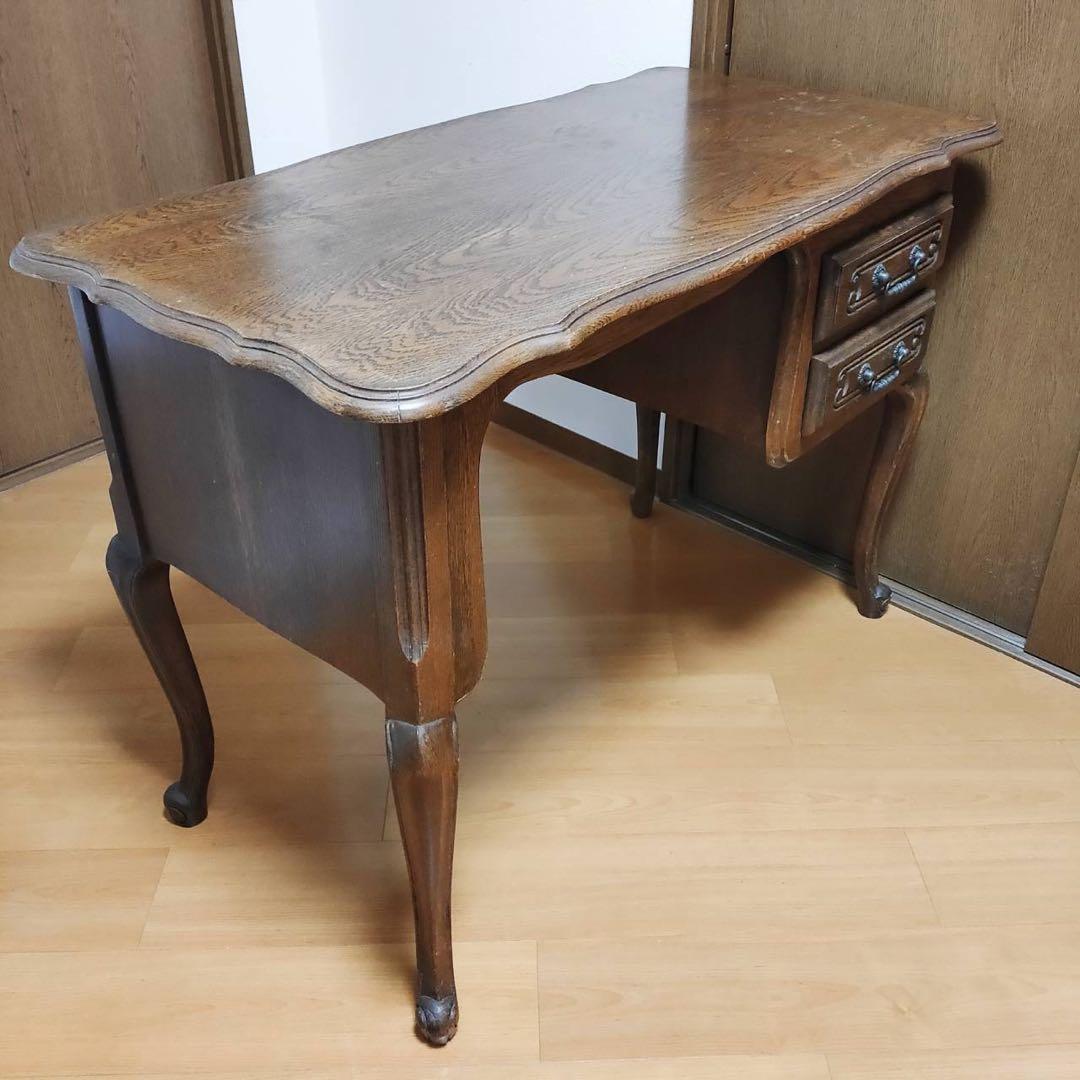 木製 アンティークデスク ヴィンテージ 机 海外輸入家具 東欧製 猫脚