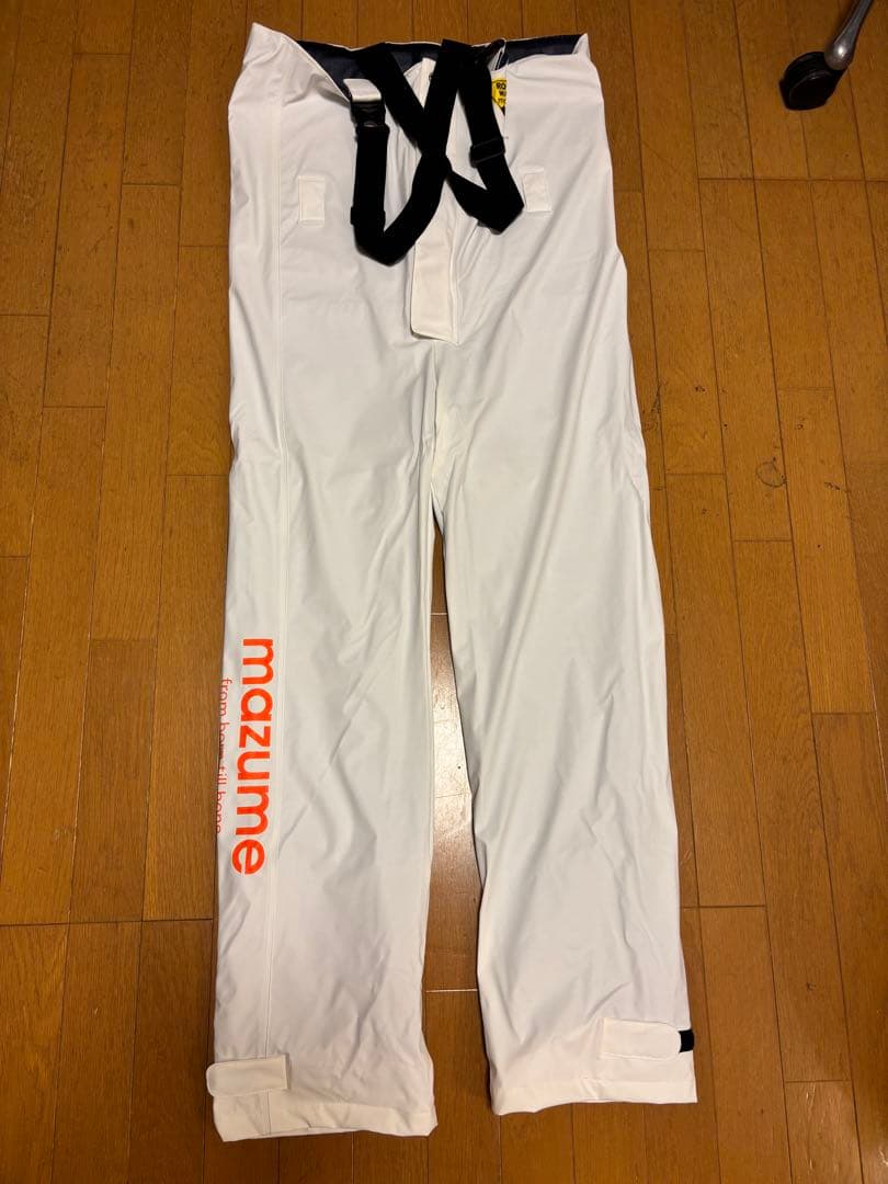 マズメ MZRS-623 オレンジレインジャケットとホワイトパンツセット　L