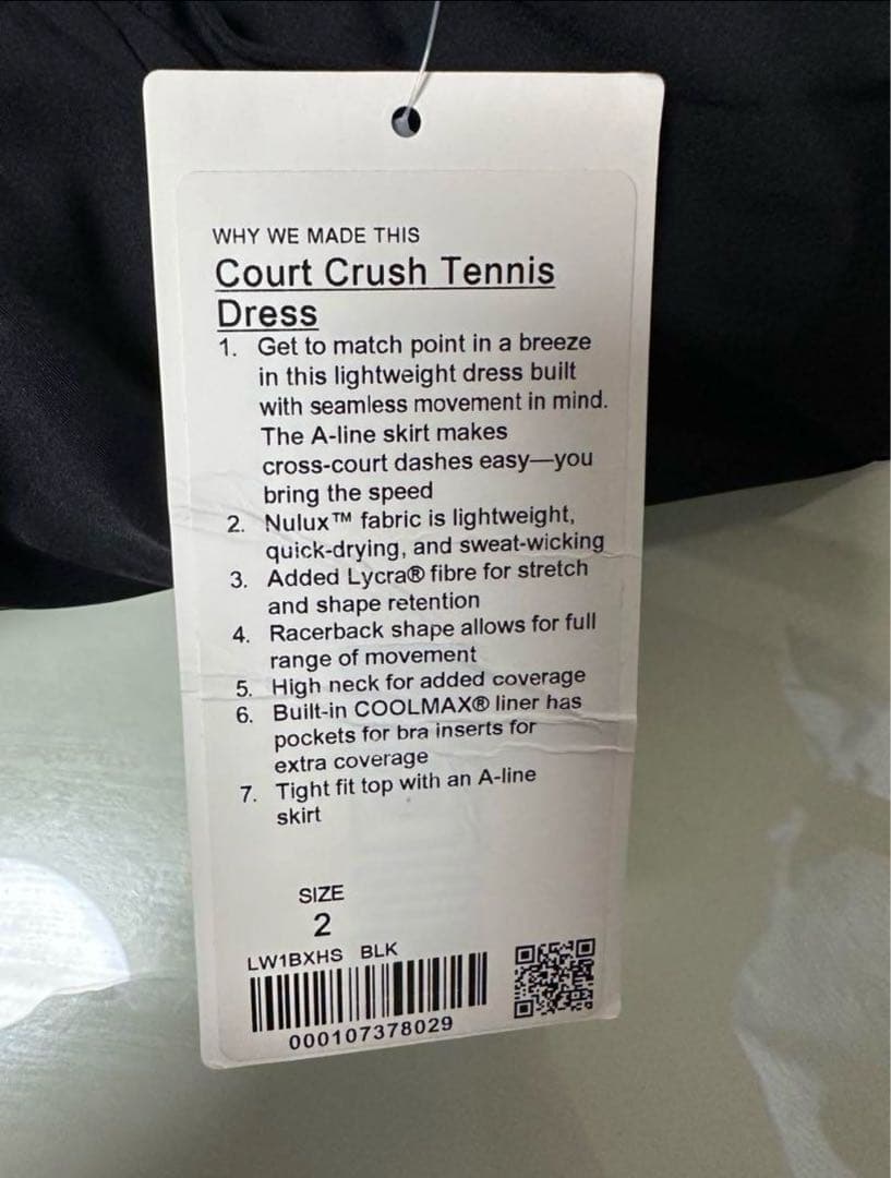 新品 ルルレモン テニス ワンピース Tennis Dress 2