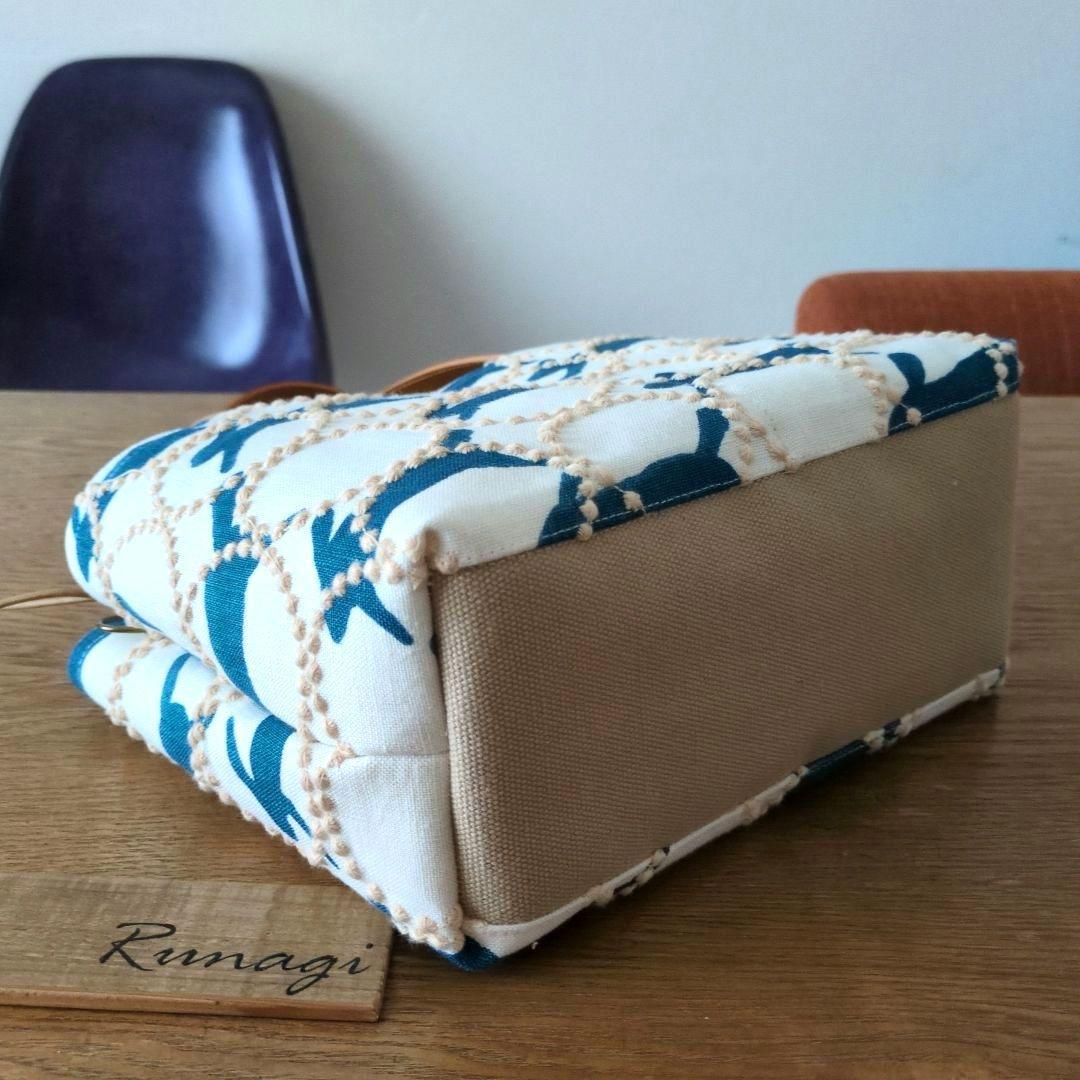 【1561】あおりポケットの巾着バッグ＊ミナペルホネン