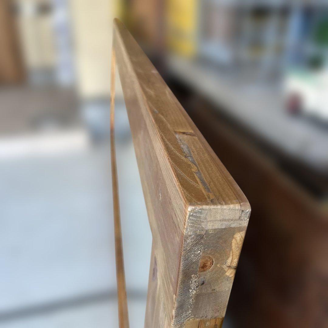 クラッシュゲート オクトミラー パイン古材 160cm 特大 姿見 全身鏡 無垢