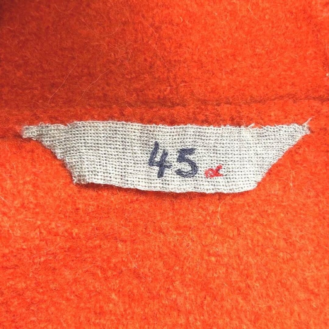 45R ウール縮絨フードコート ガウンコート オレンジ 軽量 ゆったり Lサイズ